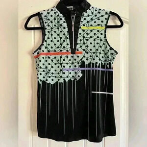Jamie Sadock Polo Golf Sleeveless Top abstract design Women's XS